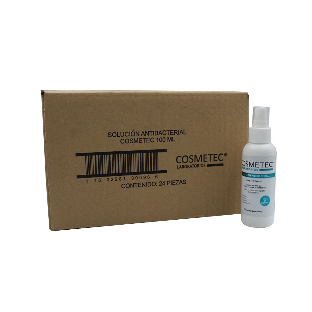 Caja de Cosmetec Solución Antibacterial 100 ml (24 pzs)
