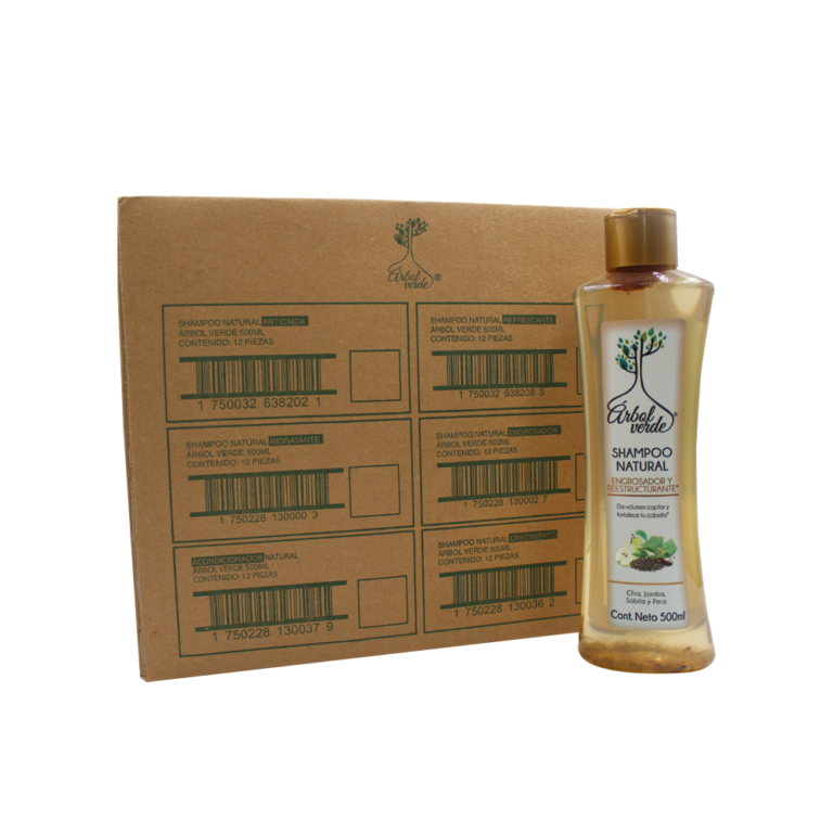 Ecare Caja De Shampoo Natural Engrosador Y Reestructurante Árbol Verde 500 Ml 12 Pzs 9569