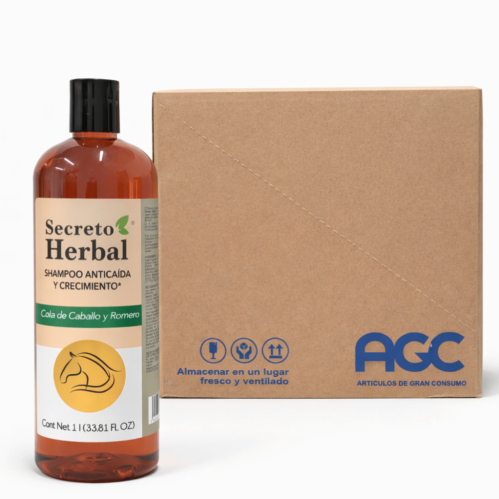 Caja de Shampoo Anticaída y Crecimiento Secreto Herbal 1 litro (6 pzas.)