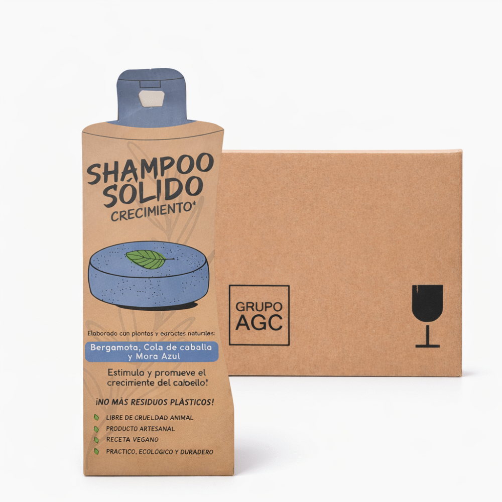 Caja Árbol Verde Shampoo Sólido Crecimiento Bergamota y Cola de Caballo (8 pzs)