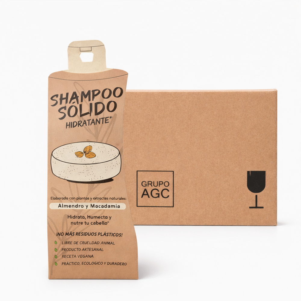 Caja Árbol Verde Shampoo Sólido Hidratante Almendra y Macadamia (8 pzs)