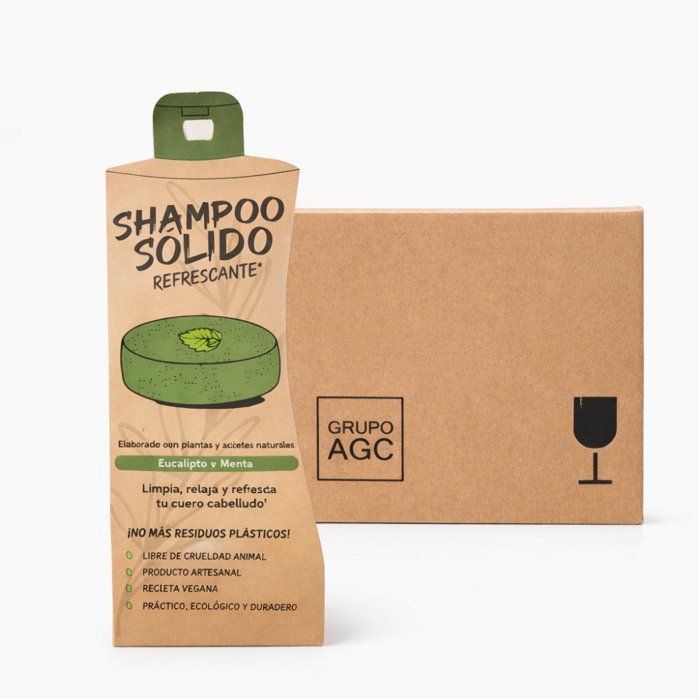 Caja Árbol Verde Shampoo Sólido Refrescante Eucalipto y Menta  (8 pzs)