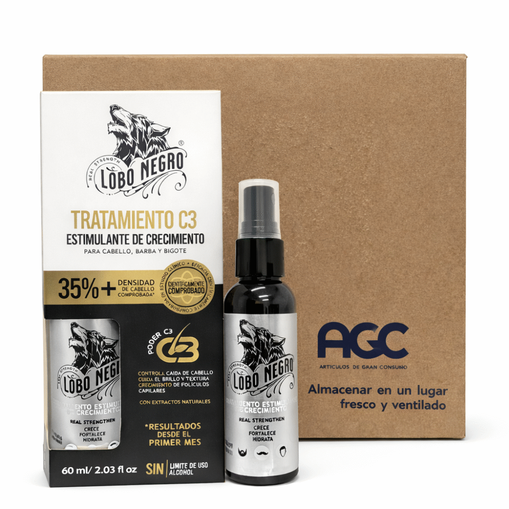 Caja Lobo Negro Tratamiento Estimulante de Crecimiento y Control Caída (12 Pzs)