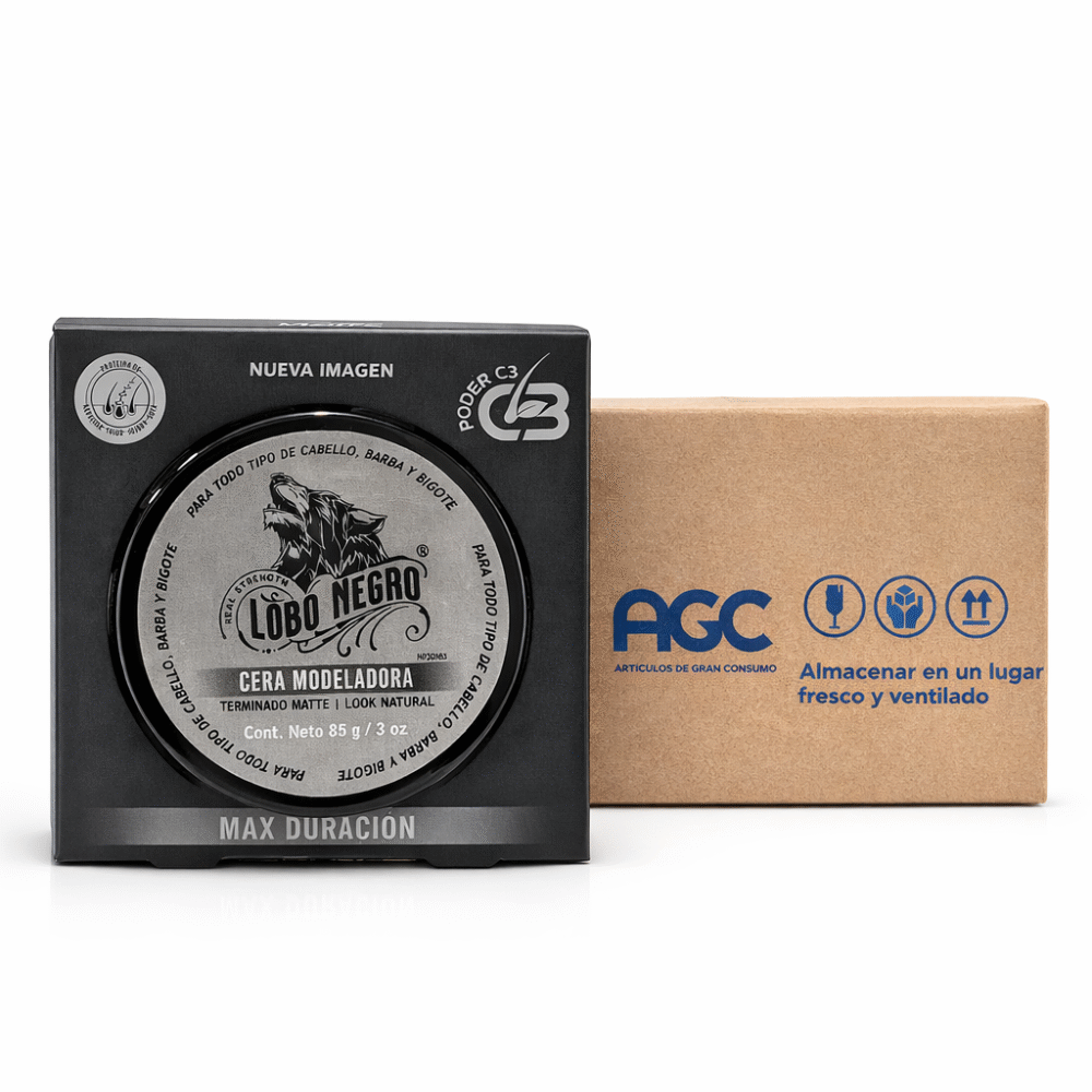 Caja Lobo Negro Cera Modeladora Terminado Matte  (12 pzas)