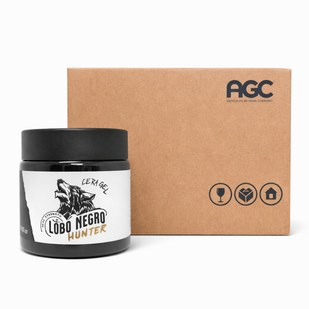 Caja Lobo Negro Hunter Cera Gel Estilizador Para Cabello (12 Pzs)