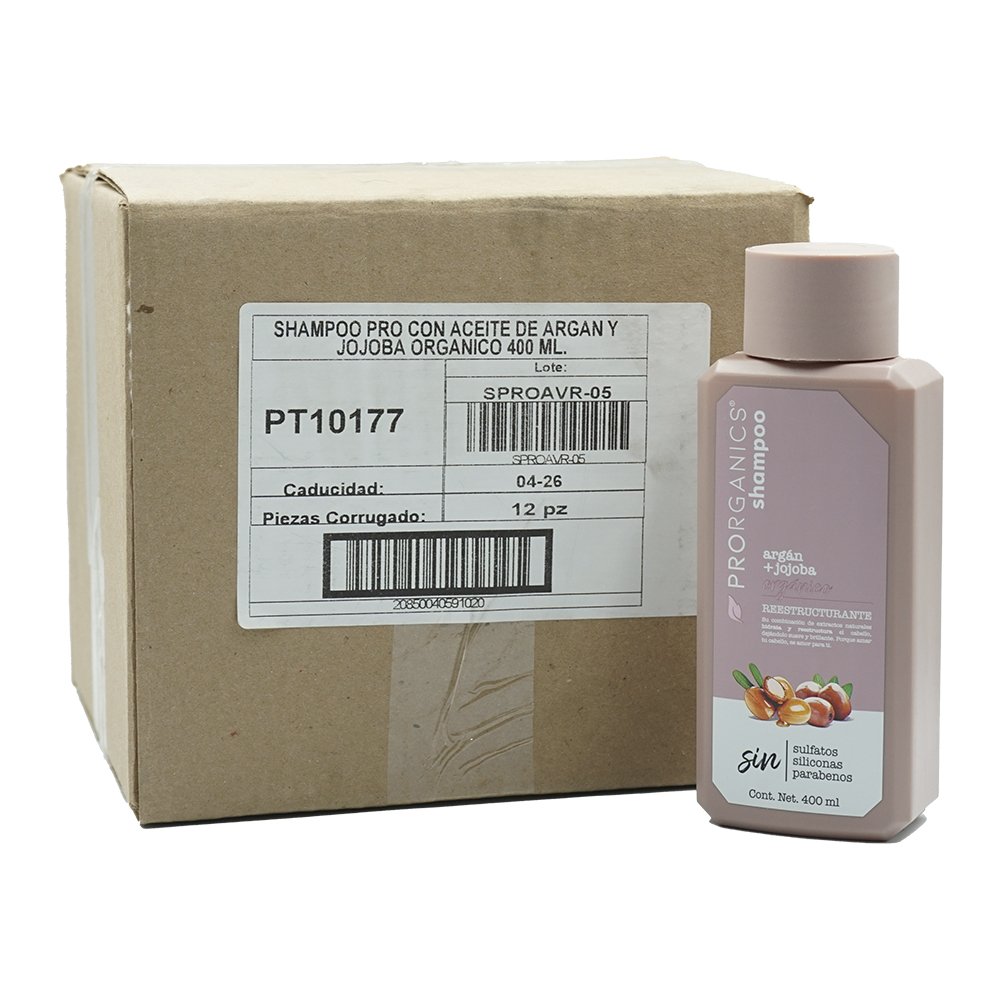 Caja Shampoo Prorganics con Aceite de Argán y Jojoba Orgánico