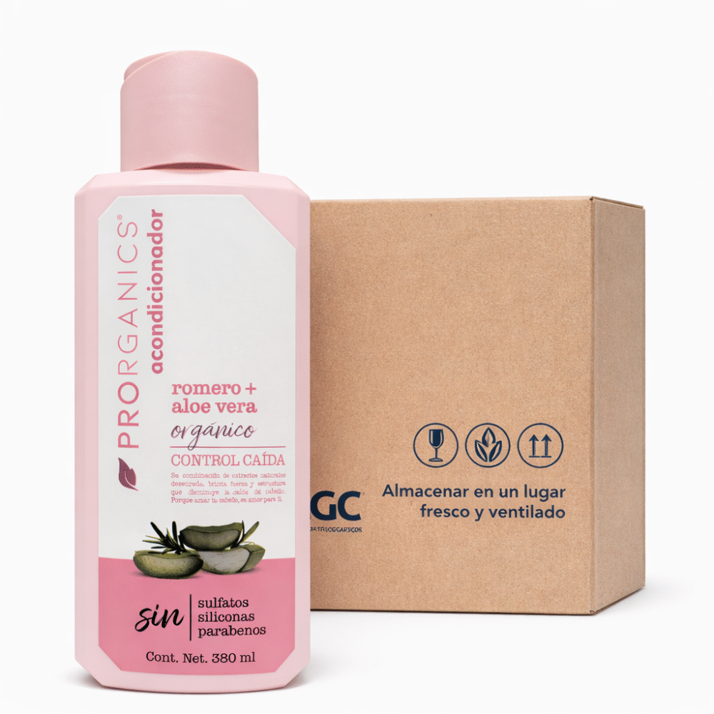 Caja Acondicionador Prorganics Anticaída con Romero y Aloe Vera Orgánico Sin Sulfatos 380ml (12 Pzs)