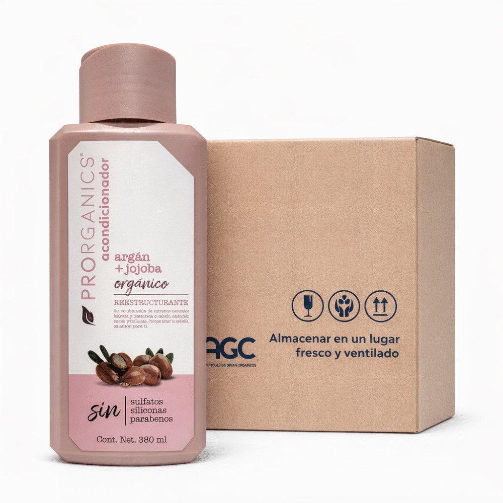 Caja Prorganics Acondicionador Reestructurante con Argán y Jojoba Orgánico 380 ml (12 Pzs)