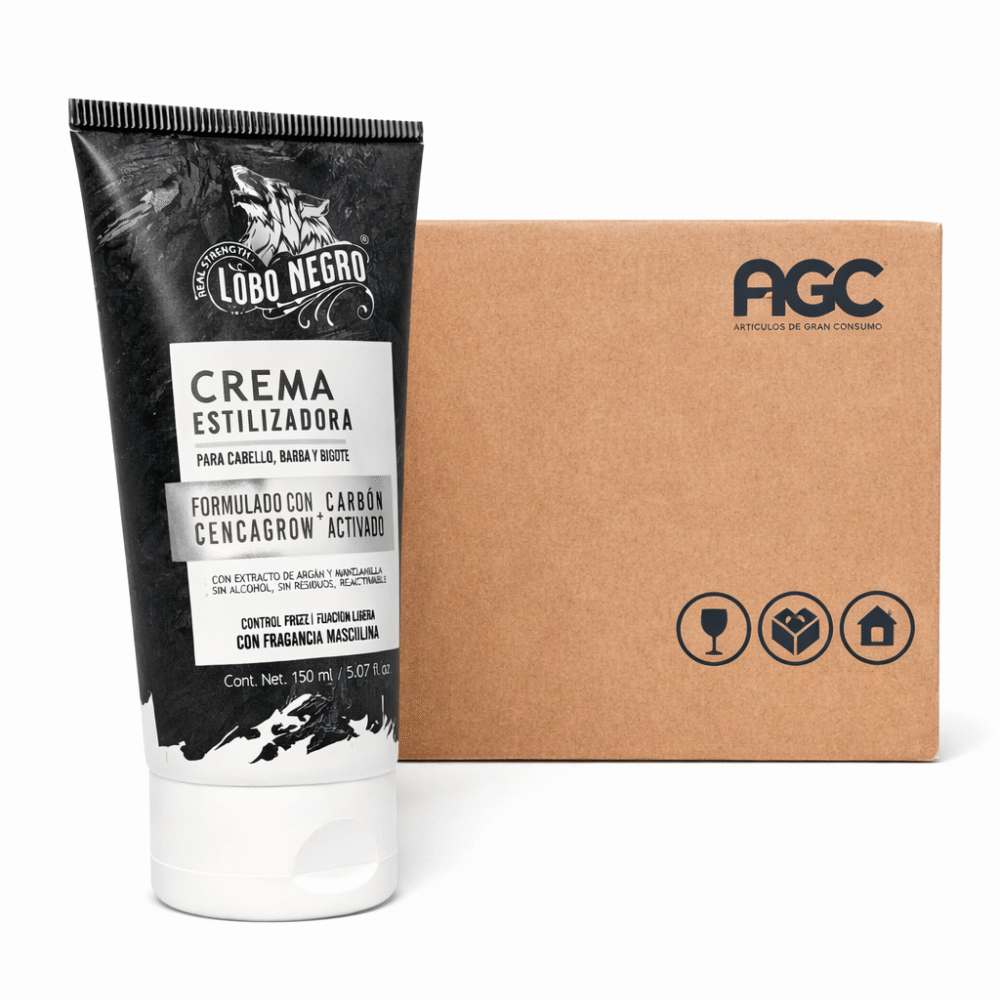Caja de Crema Estilizadora Lobo Negro con Carbón Activado (12 pzas.)