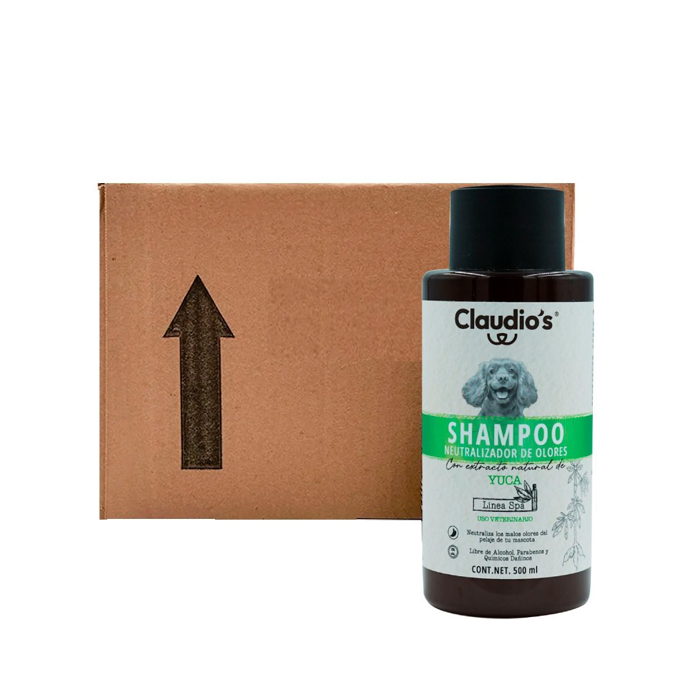 Caja de Shampoo Neutralizador de Olores Claudio’s para Perros 500 ml. (6 pzas.)