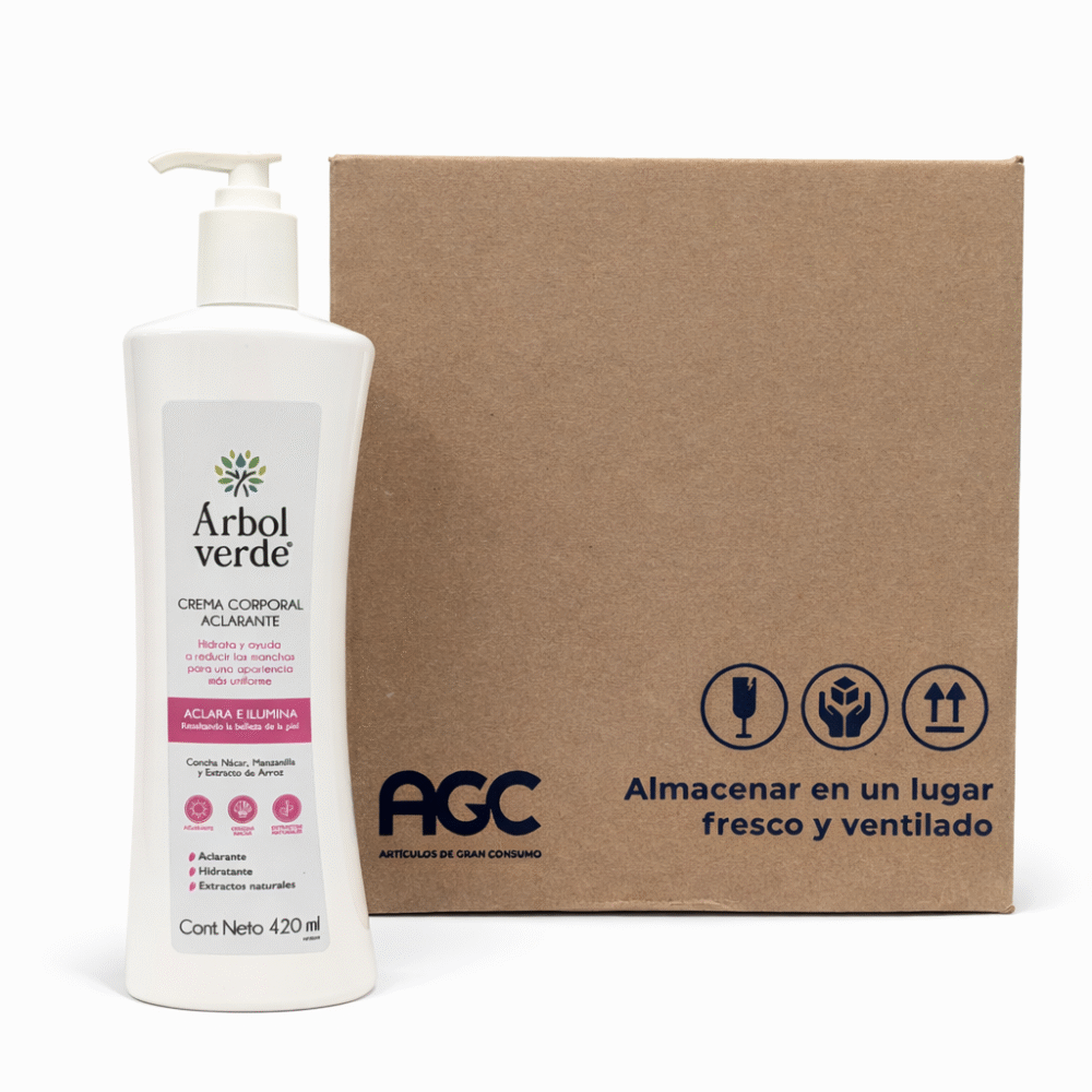 Caja Árbol Verde Crema Corporal Aclarante Concha Nácar 420 ml (12 Pzs)