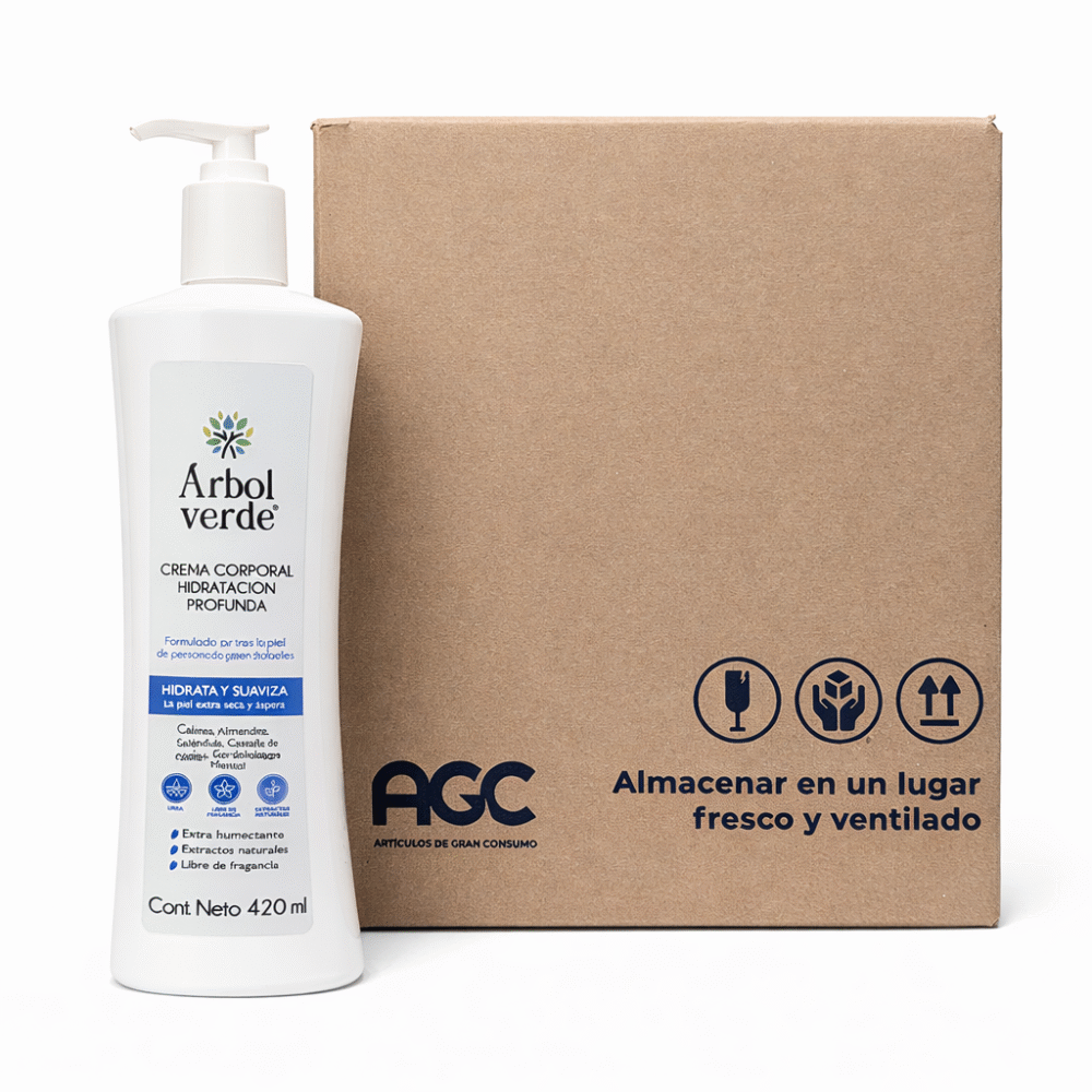 Caja Árbol Verde Crema Corporal Hidratación Profunda Urea 420 ml