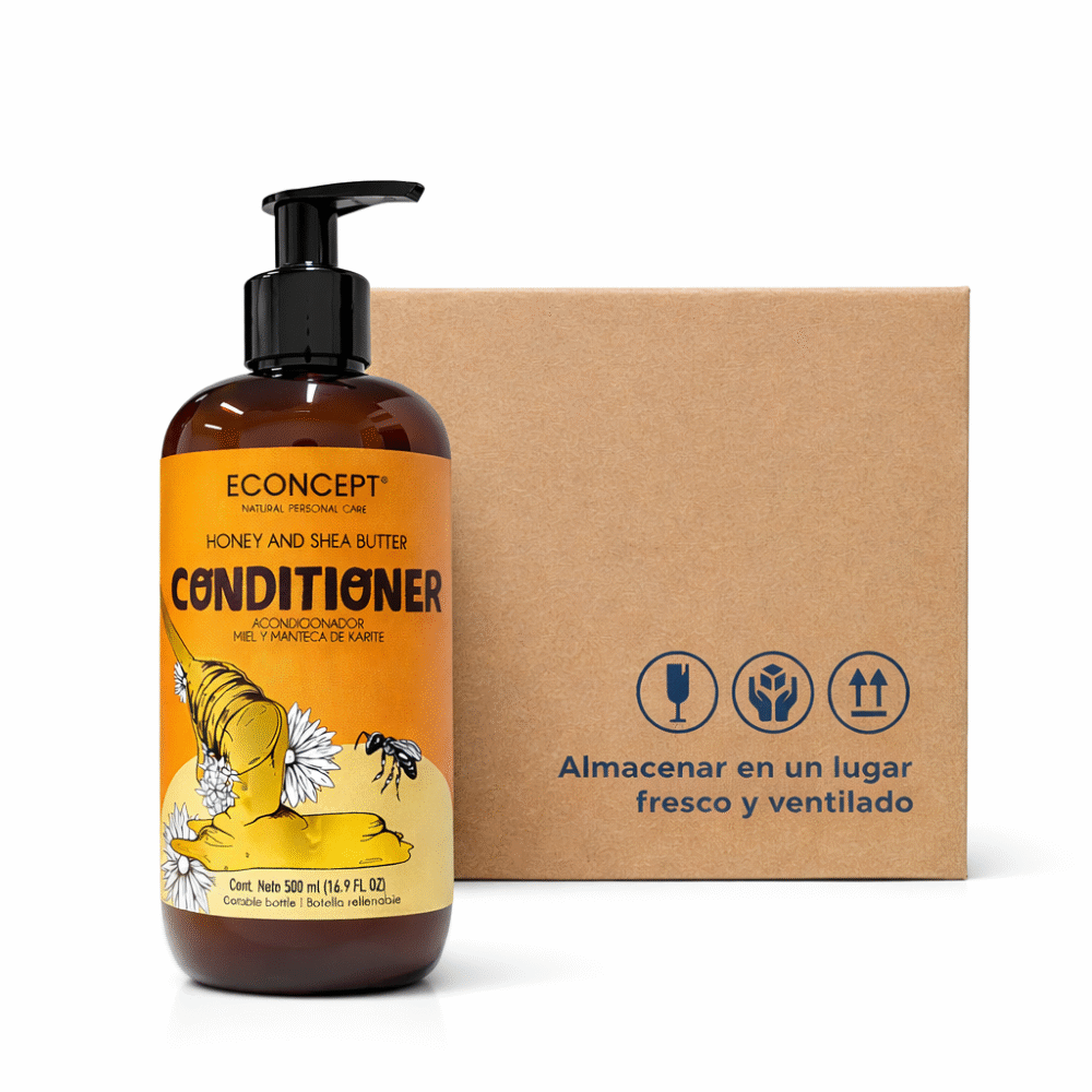 Caja Econcept Acondicionador Miel y Manteca de Karite Frasco Rellenable 500 ml