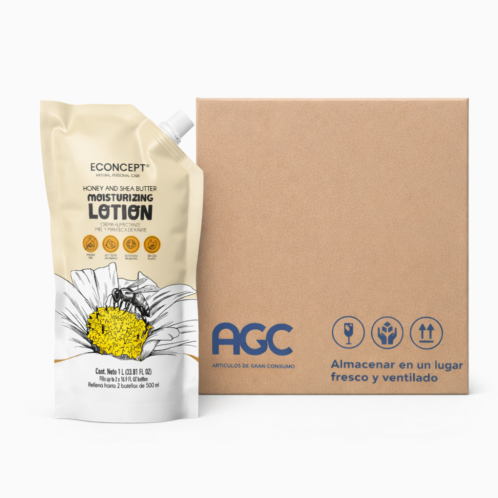 Caja Econcept Crema Humectante Miel y Manteca de Karite Bolsa 1L