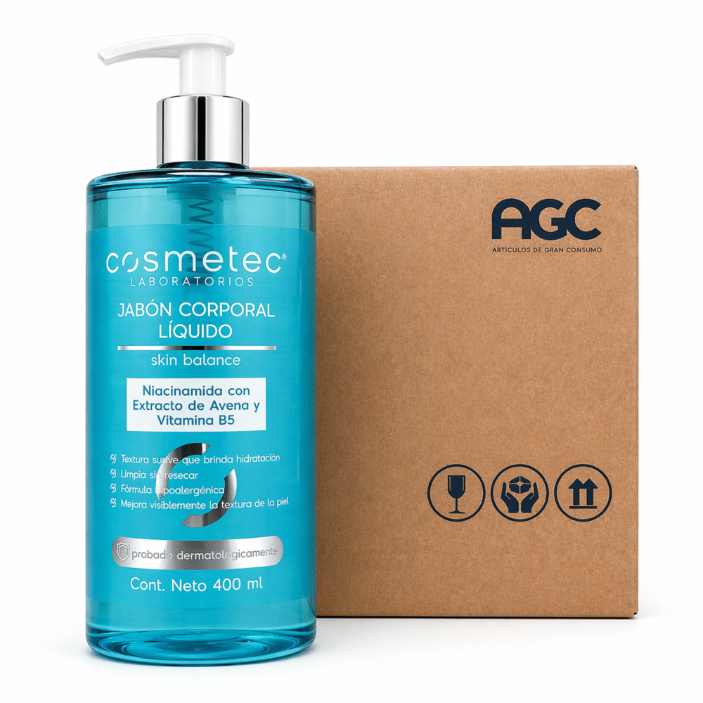 Caja Cosmetec Jabón Líquido Corporal Niacinamida Avena y B5 400ml (6 Pzs)